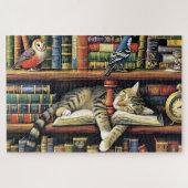 Schattigee kat Slumber in het boek Nook Animal Legpuzzel (Horizontaal)