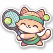 Schattigee kat spelen tennis - 02 sticker (Voorkant)