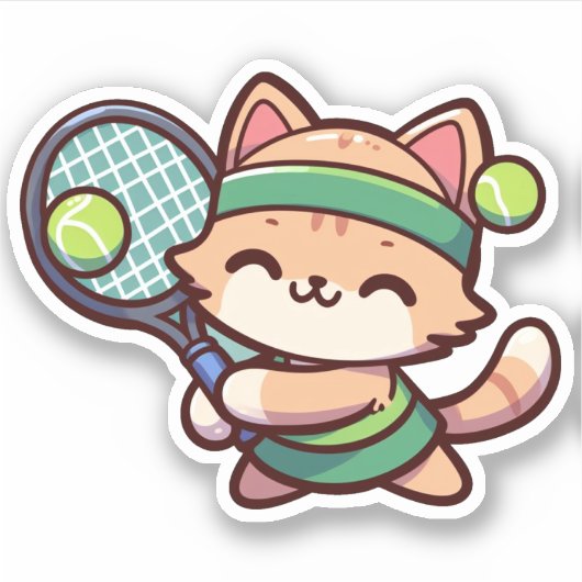Schattigee kat spelen tennis - 02 sticker (Voorkant)