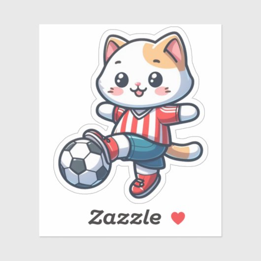 Schattigee Kat Spelen Voetbal - 01 Sticker (Vel)
