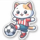 Schattigee Kat Spelen Voetbal - 01 Sticker (Voorkant)
