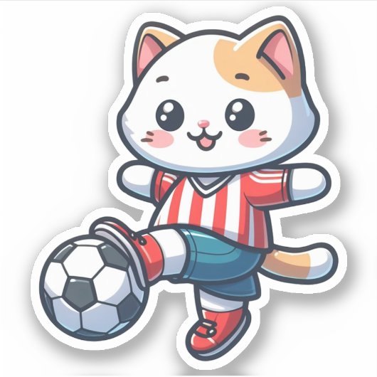 Schattigee Kat Spelen Voetbal - 01 Sticker (Voorkant)
