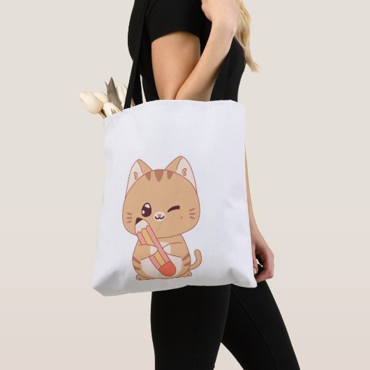 SCHATTIGEE KAT STUDENT KATTEN LIEFHEBBERS ONTWERP TOTE BAG (Dichtbij)