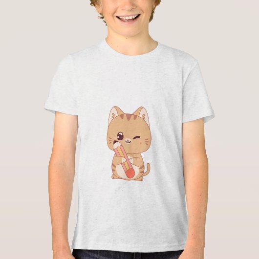 SCHATTIGEE KAT STUDENT KATTEN LIEFHEBBERS ONTWERP Tri-Blend SHIRT (Voorkant)