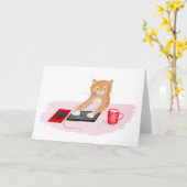 Schattigee kat surfen op het internet op een compu kaart (Gele Bloem)