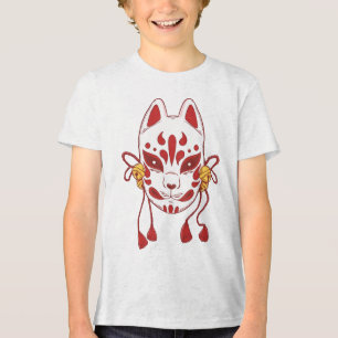 Schattigee kat - Traditioneel Japans vossenmasker Tri-Blend Shirt