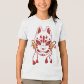 Schattigee kat - Traditioneel Japans vossenmasker Tri-Blend Shirt (Voorkant)