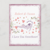 Schattigee kat typografie roze rode harten Valenti Feestdagenkaart (Voorkant)