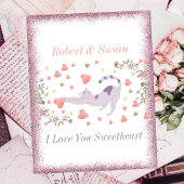 Schattigee kat typografie roze rode harten Valenti Feestdagenkaart