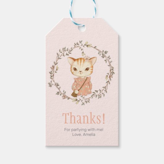 Schattigee  kat Verjaardag Dank u | Favoriete labe Cadeaulabel (Voorkant)