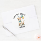 Schattigee kat verjaardagsfeestje gunsten ronde sticker (Envelop)