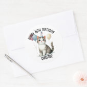 Schattigee kat verjaardagsfeestje gunsten ronde sticker (Envelop)