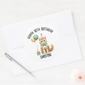 Schattigee kat verjaardagsfeestje gunsten ronde sticker (Envelop)