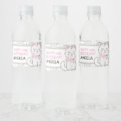 Schattigee kat verjaardagsfeestje waterfles label waterfles etiket (Flessen)