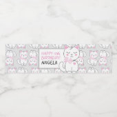 Schattigee kat verjaardagsfeestje waterfles label waterfles etiket (Enkel label)