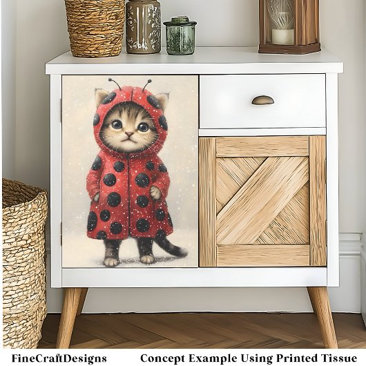 Schattigee kat verkleed als lieveheersbeestje AK3F Tissuepapier