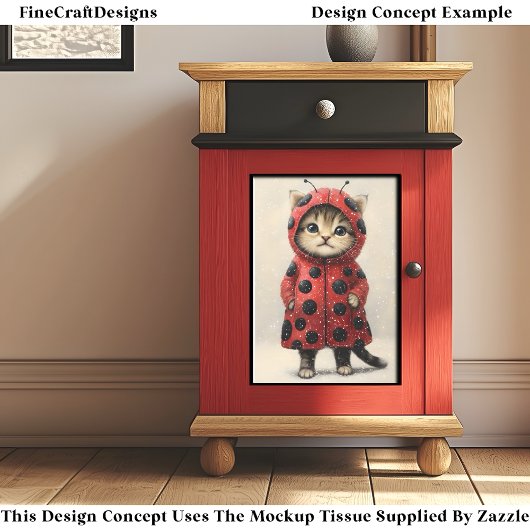 Schattigee kat verkleed als lieveheersbeestje AK3F Tissuepapier