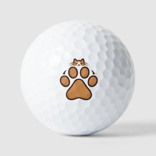 Schattigee kat verstopt zich in pootafdruk - Illus Golfballen (Voorkant)