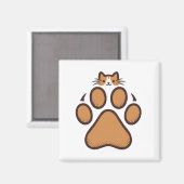 Schattigee kat verstopt zich in pootafdruk - Illus Magneet (Voorkant / Achterkant)