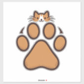 Schattigee kat verstopt zich in pootafdruk - Illus Sticker (Vel)