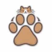 Schattigee kat verstopt zich in pootafdruk - Illus Sticker (Voorkant)