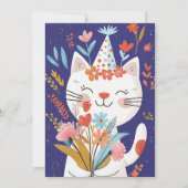 Schattigee kat viering verjaardagsuitnodiging Kaar Kaart (Voorkant)