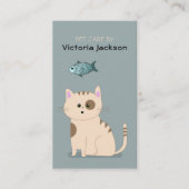 Schattigee Kat Vis l Huisdier Zitdiensten Zorg Pau Visitekaartje (Voorkant)