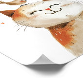 Schattigee Kat Vogel Beste Vrienden Waterverf Kind Poster (Hoek)