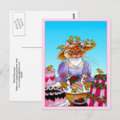 Schattigee kat, vogel, verjaardagstaart briefkaart (Voorkant / Achterkant)