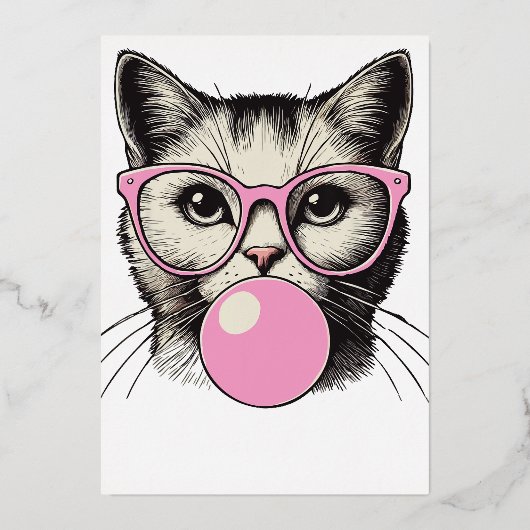 Schattigee kat voor vrouwen Funny Cat Love Folie Uitnodiging (Voorkant)