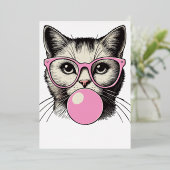 Schattigee kat voor vrouwen Funny Cat Love Folie Uitnodiging (Staand Voorkant)