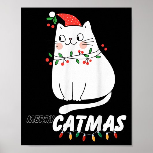 Schattigee Kat Vrolijk Kerstfeest Kat Liefhebbers  Poster (Voorkant)