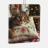 Schattigee kat vrolijk kerstfeest Ornament (Rechts)