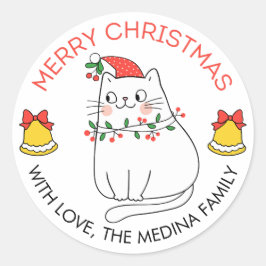 Schattigee Kat Vrolijke Kerstmis Stickers Kat en L