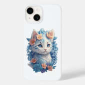 Schattigee Kat Waterverf Schilderen met Floral Spl Case-Mate iPhone Case (Achterkant)