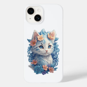 Schattigee Kat Waterverf Schilderen met Floral Spl Case-Mate iPhone 14 Hoesje