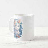 Schattigee Kat Waterverf Schilderen met Floral Spl Koffiemok (Voorkant links)
