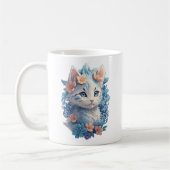 Schattigee Kat Waterverf Schilderen met Floral Spl Koffiemok (Links)
