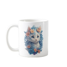 Schattigee Kat Waterverf Schilderen met Floral Spl