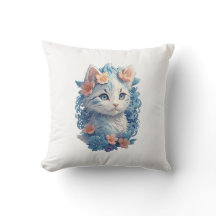 Schattigee Kat Waterverf Schilderen met Floral Spl