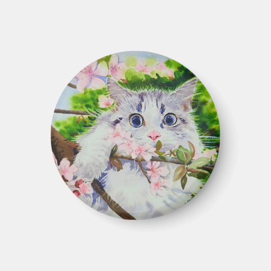Schattigee kat waterverf schilderij magneet (Voorkant)