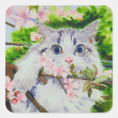 Schattigee kat waterverf sticker (Voorkant)