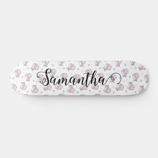 Schattigee Kat Winter Kerst Patroon Aangepast Persoonlijk Skateboard (Horizontaal)