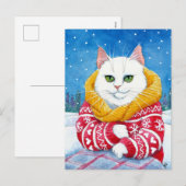Schattigee kat witte kerst Maine Coon briefkaart (Voorkant / Achterkant)