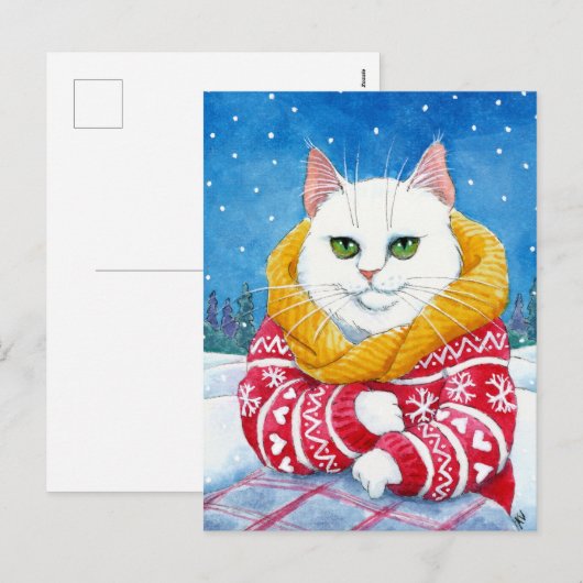 Schattigee kat witte kerst Maine Coon briefkaart (Voorkant / Achterkant)