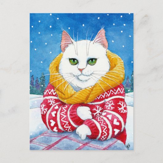 Schattigee kat witte kerst Maine Coon briefkaart (Voorkant)