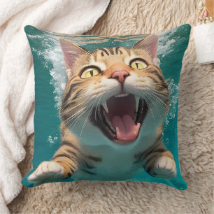 Schattigee Kat Zwemmen Duiken Onderwater in Zwemba Kussen