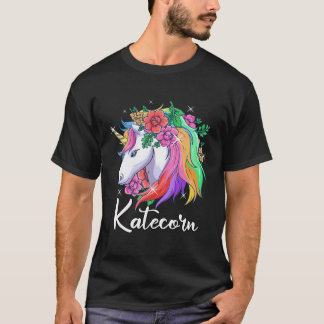 Schattigee Katecorn gepersonaliseerde naam Unicorn T-shirt