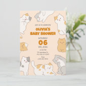Schattigee katten baby shower kaart (Staand voorkant)