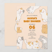 Schattigee katten baby shower kaart (Voorkant / Achterkant)